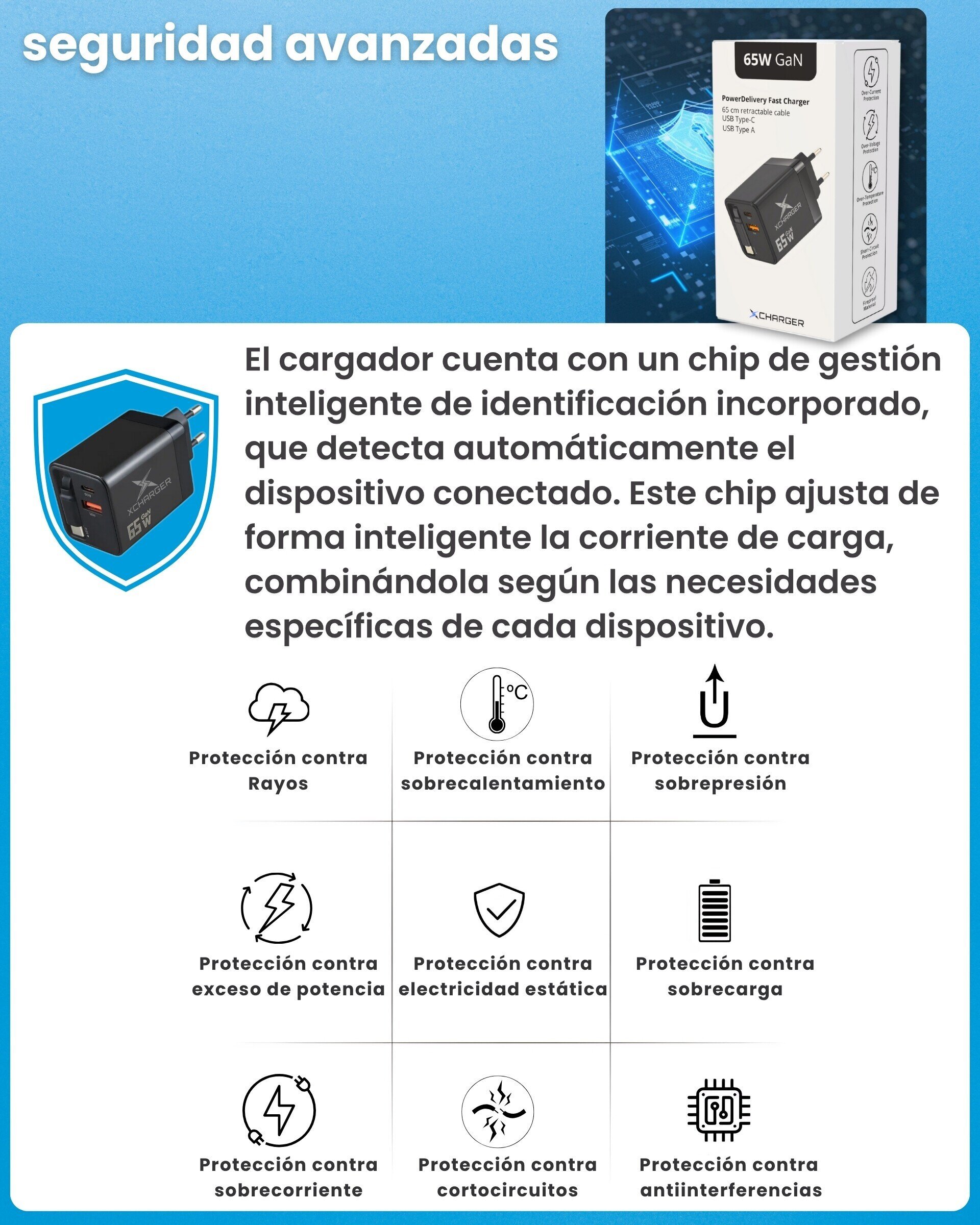 Cargador retráctil  65W multifunción - 8