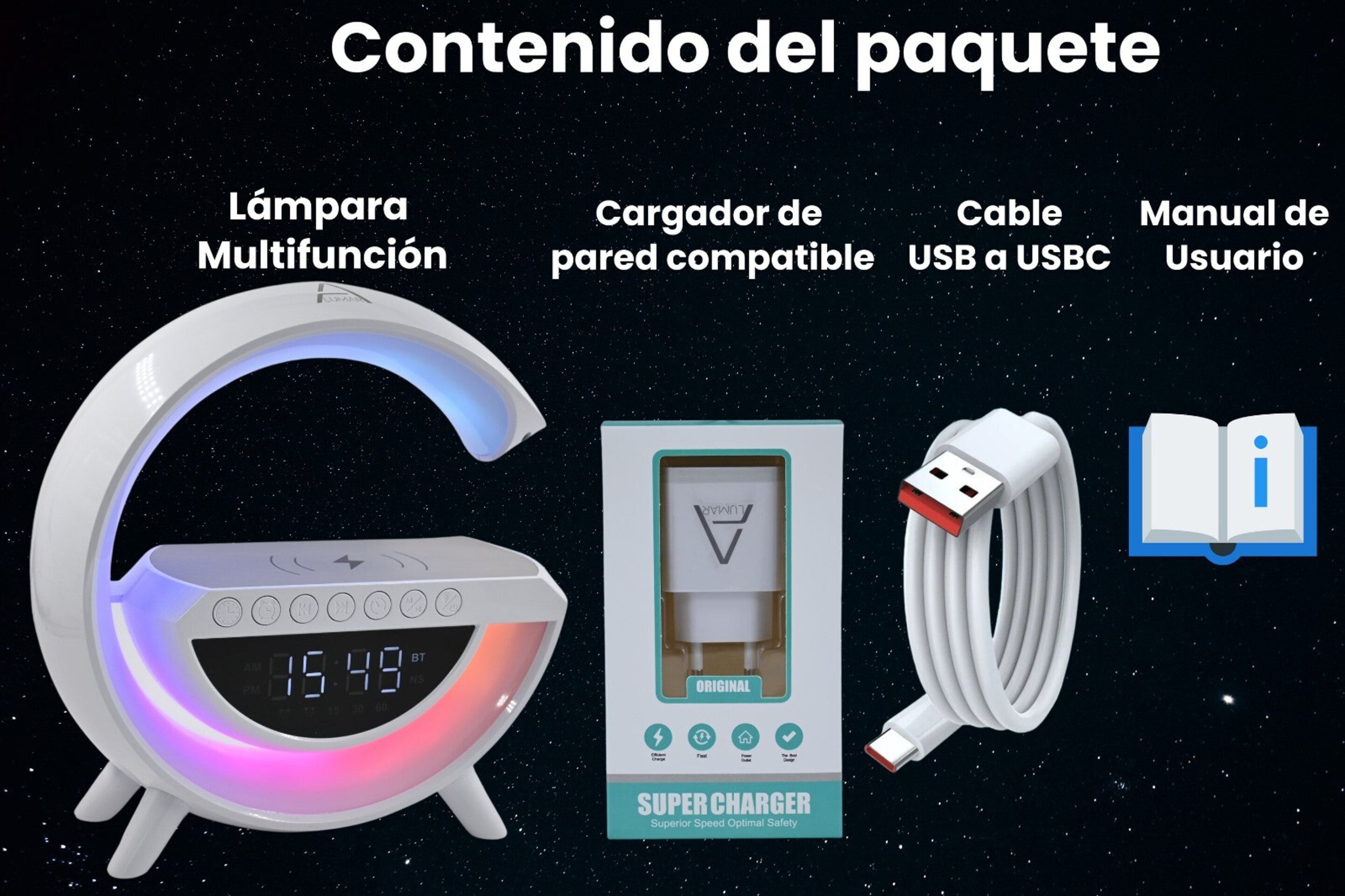 Lámpara de mesa multifunción LED RGB 6 en 1 Grande G - 5