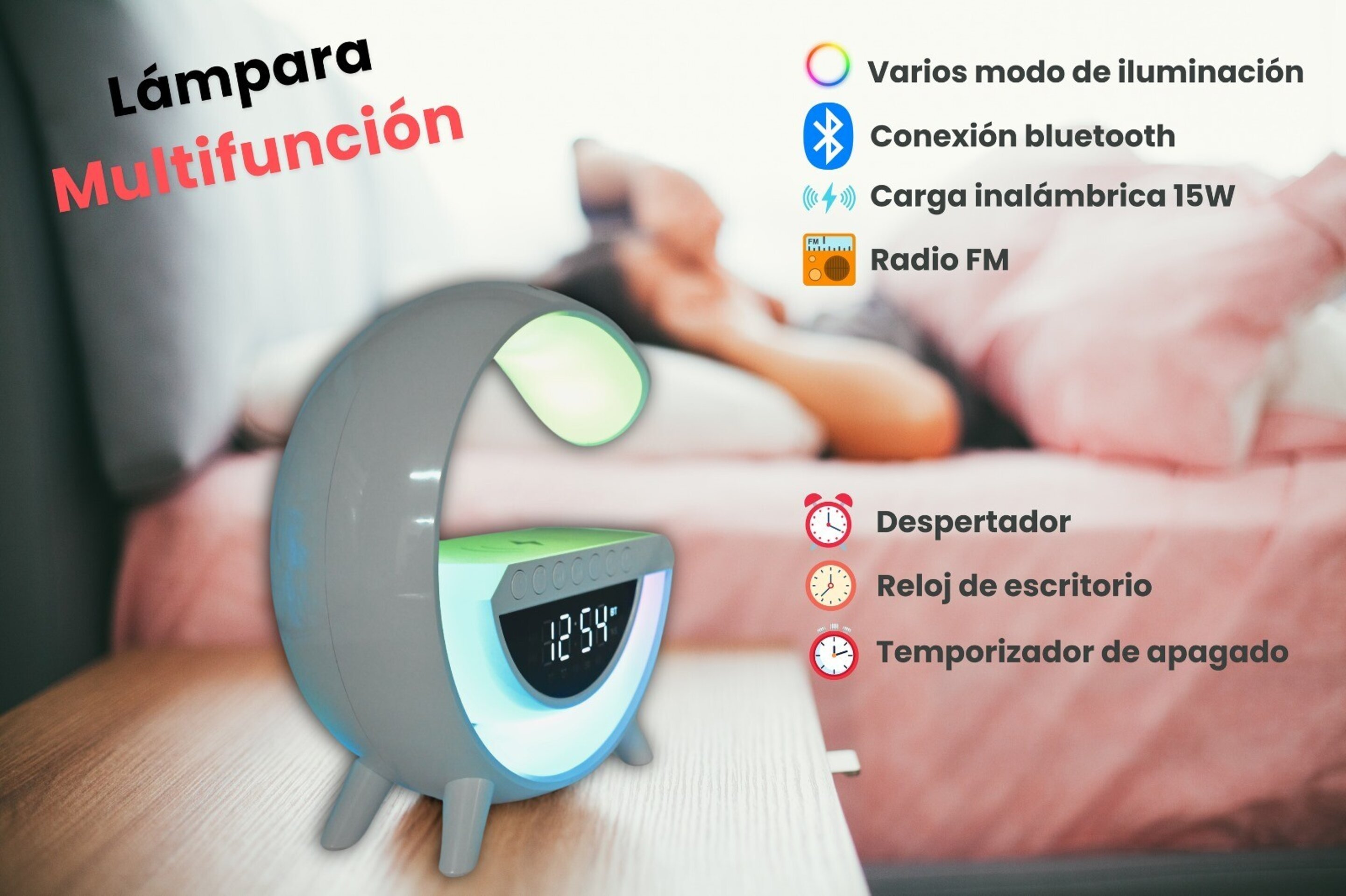 Lámpara de mesa multifunción LED RGB 6 en 1 Grande G - 3