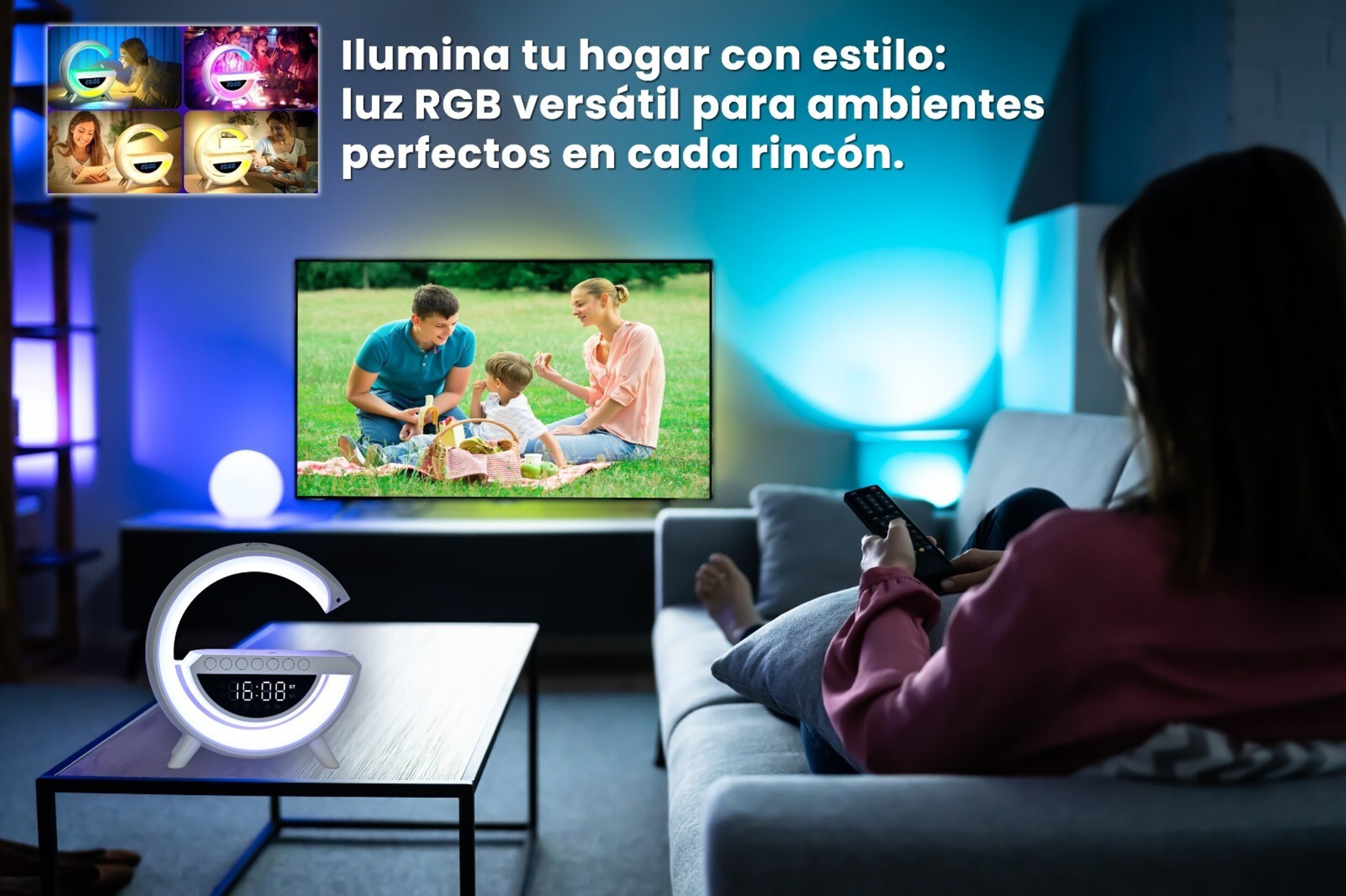 Lámpara de mesa multifunción LED RGB 6 en 1 Grande G - 4