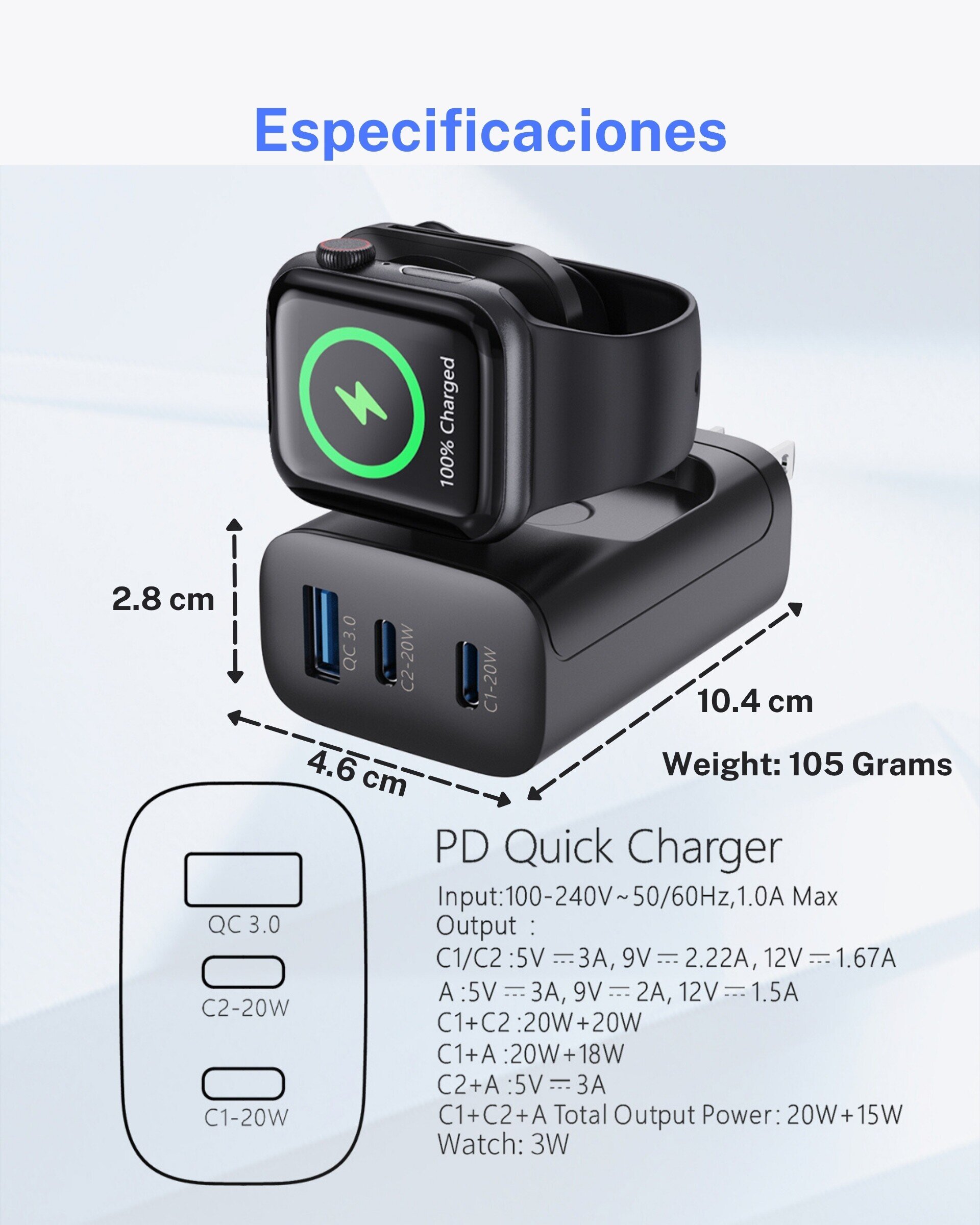 Cargador múltiple compatible con Apple Watch - 11