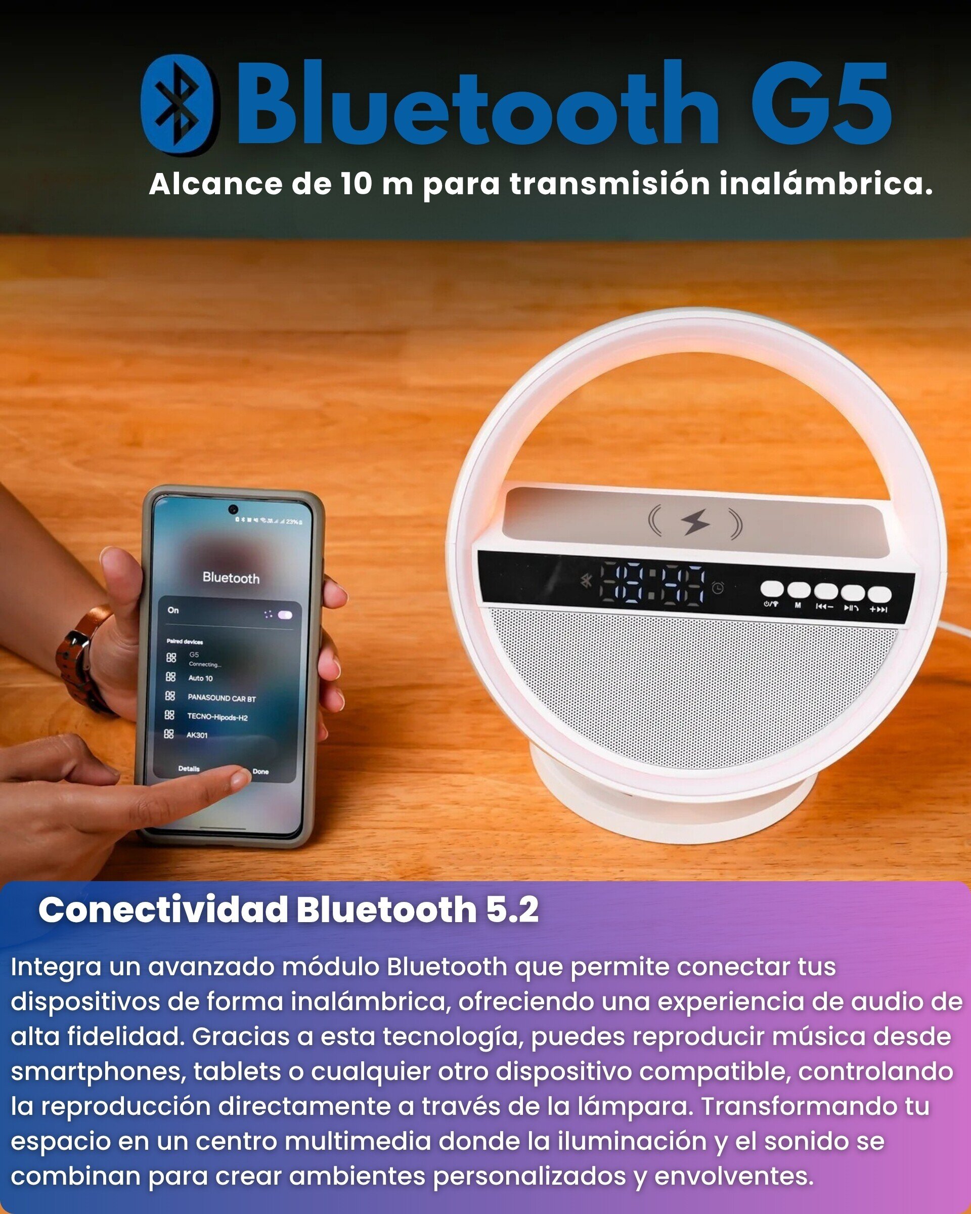 Lámpara de mesa multifunción LED RGB 6 en 1 Grande O - 6