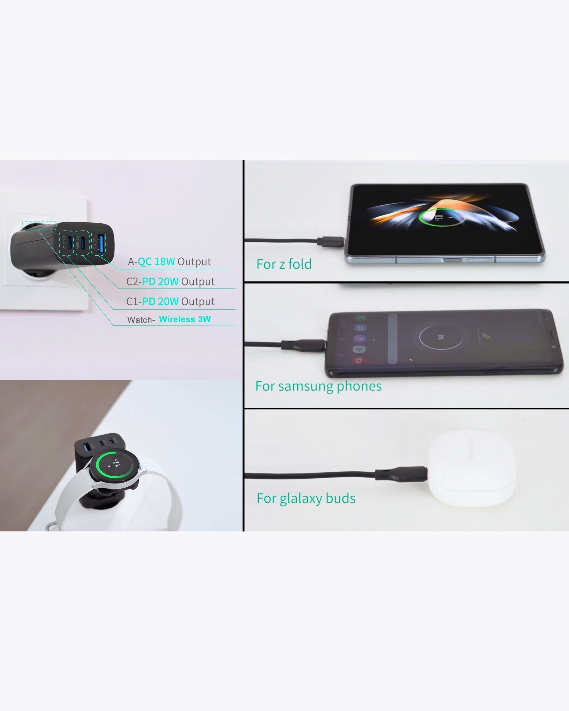 Cargador múltiple compatible con Samsung Galaxy Watch - 10