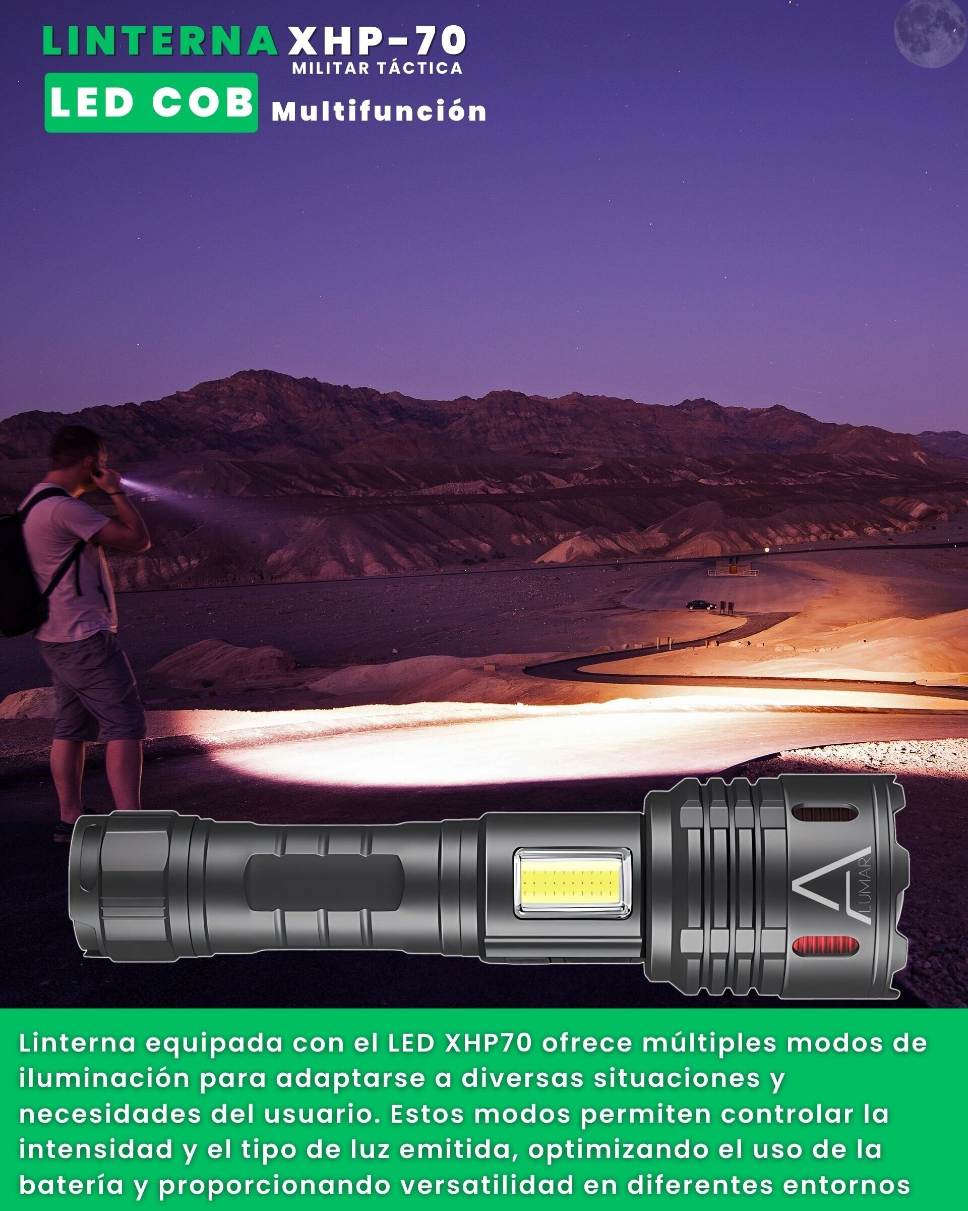 Linternas LED alta potencia XHP-70.2 táctica militar - 4