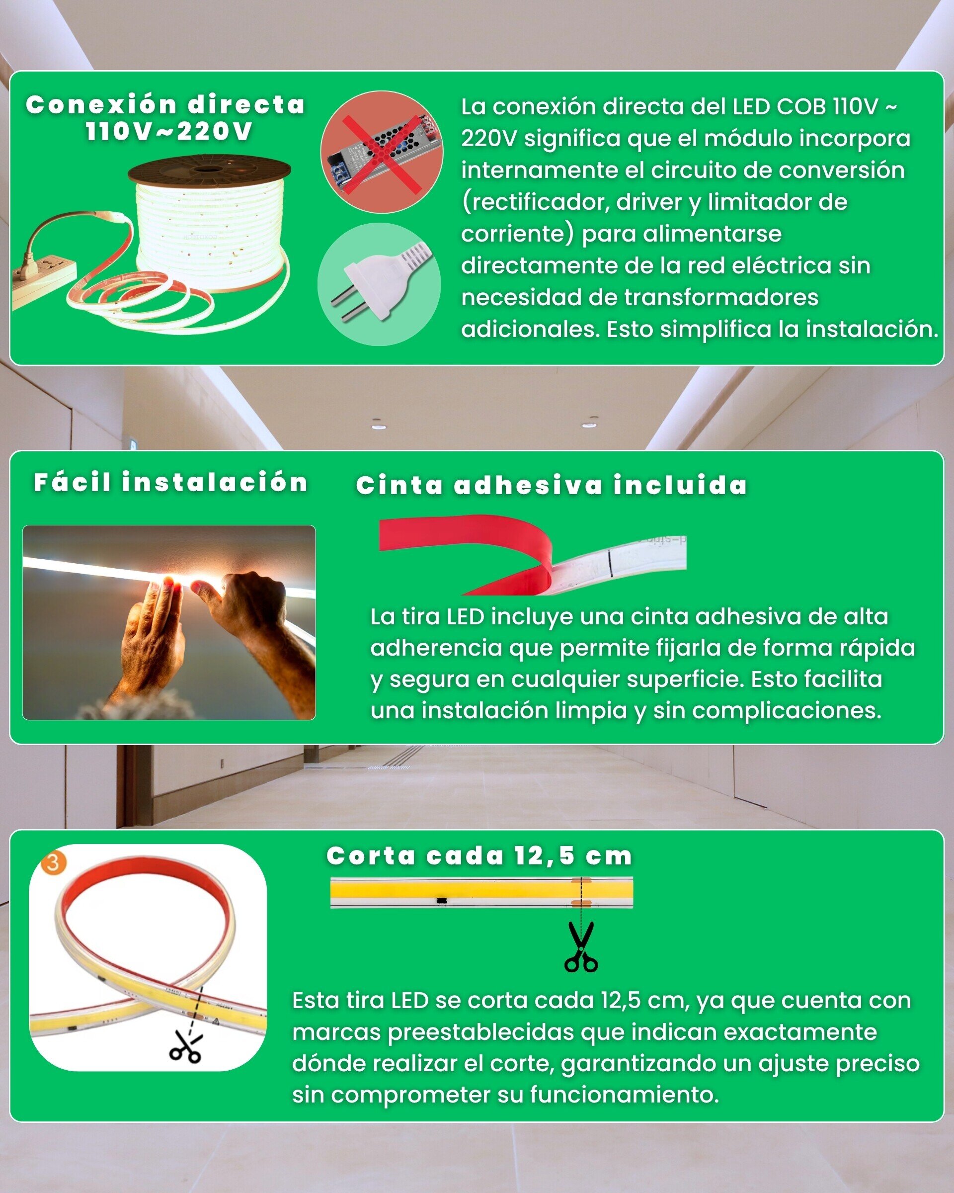 Tira LED COB 220V Conexión directa sin transformador - 8
