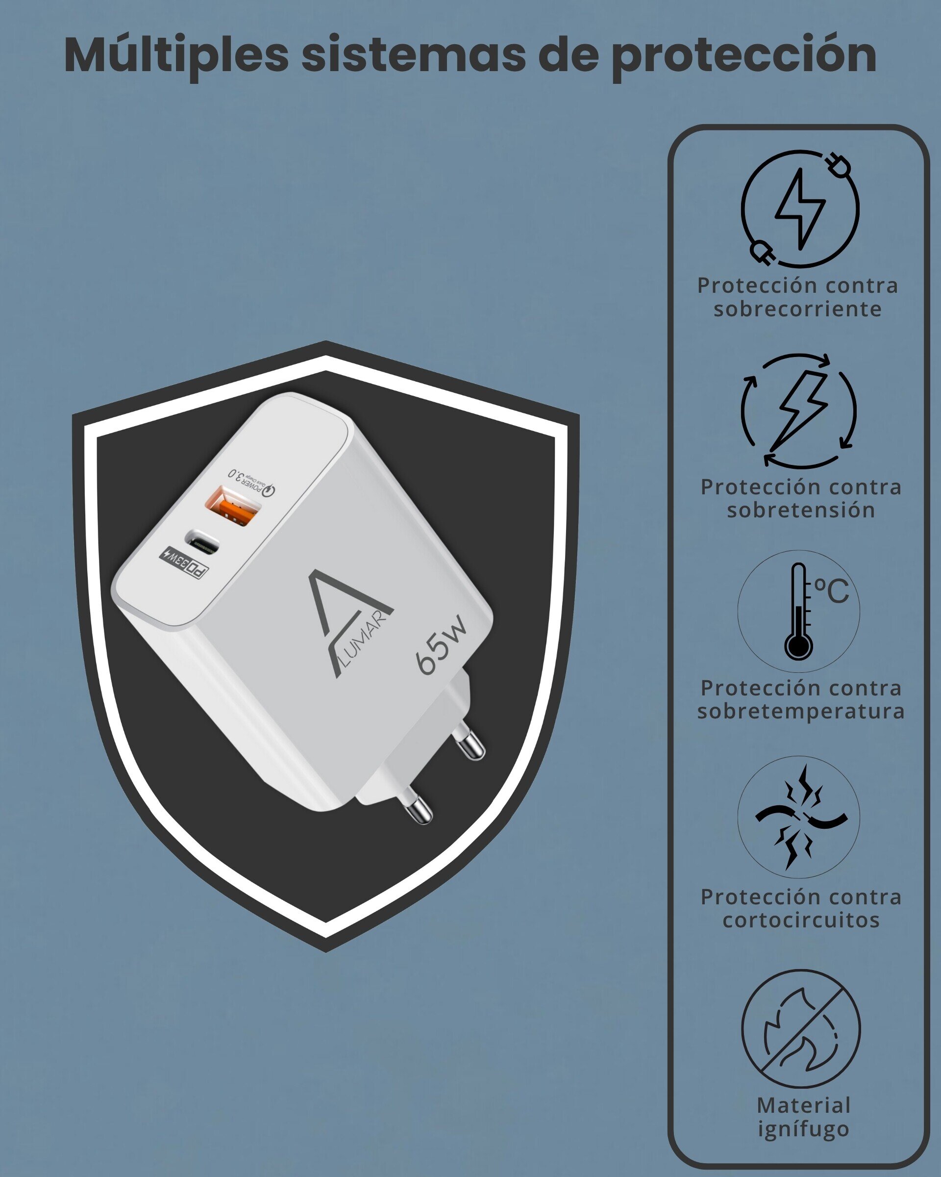 Cargado rápido GaN 65W compatibilidad universal - 6