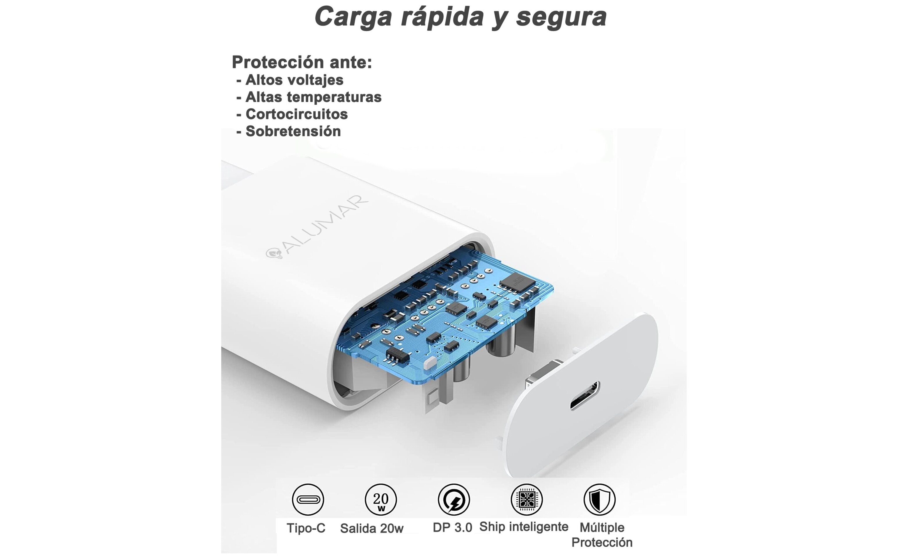 Cargador iPhone y Android 20W con cable USB-C a Lightning y USB-C a USB-C - 5