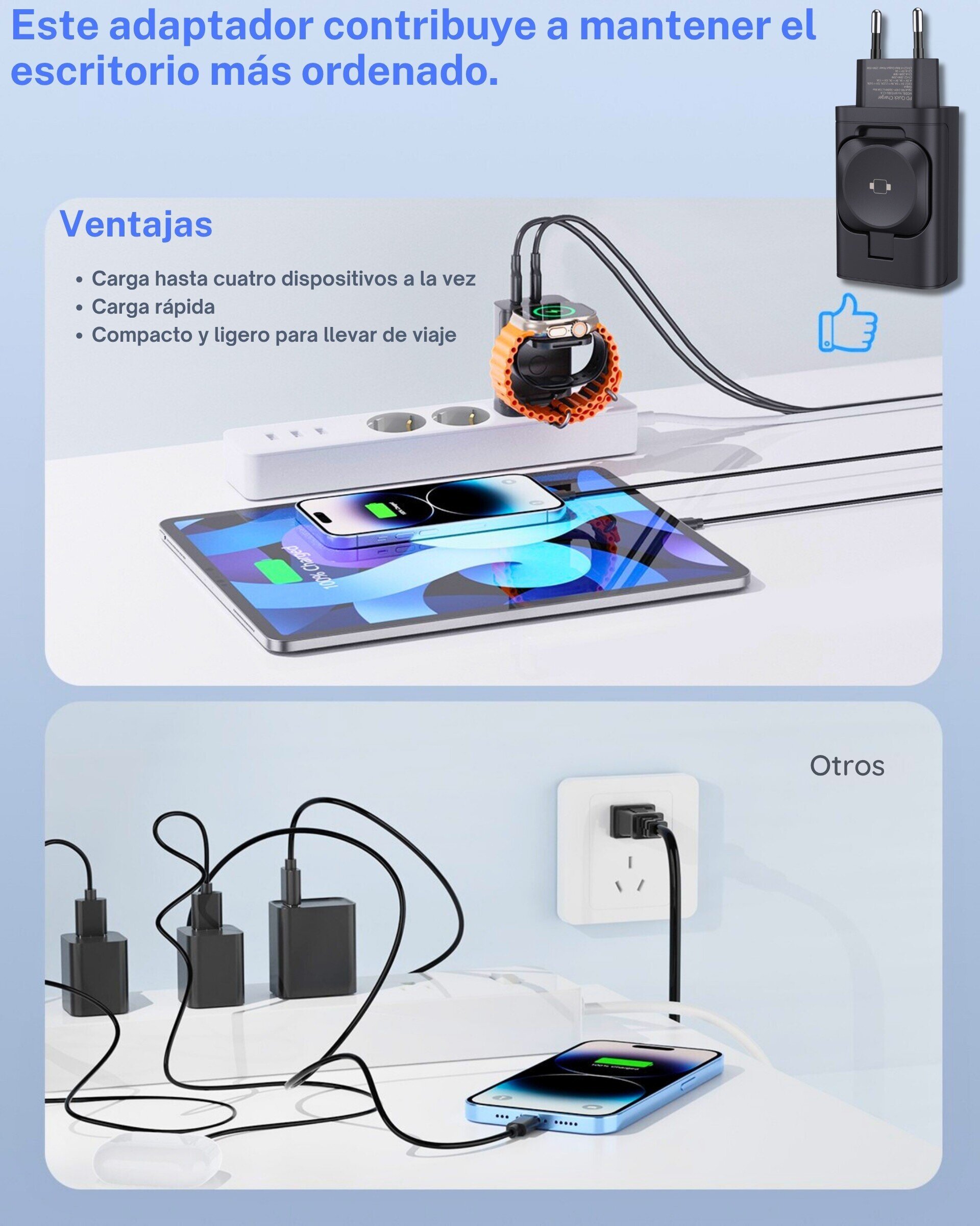 Cargador múltiple compatible con Apple Watch - 5