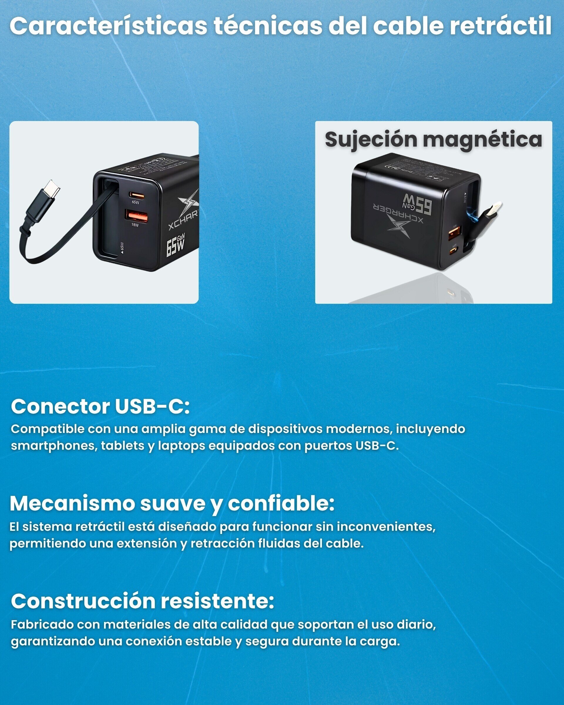 Cargador retráctil  65W multifunción - 7