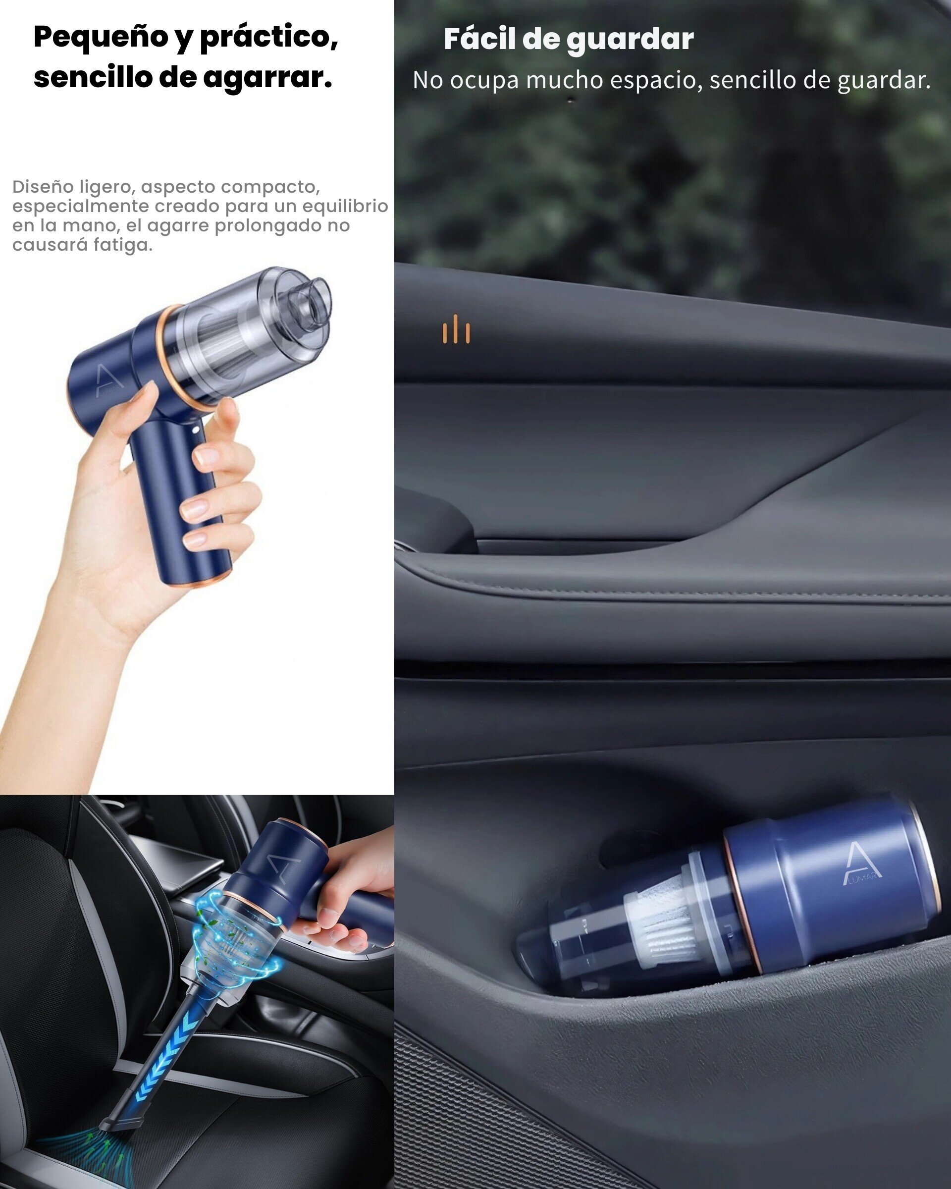 Aspirador y soplador de mano portátil para coche y PC sin cables - 3