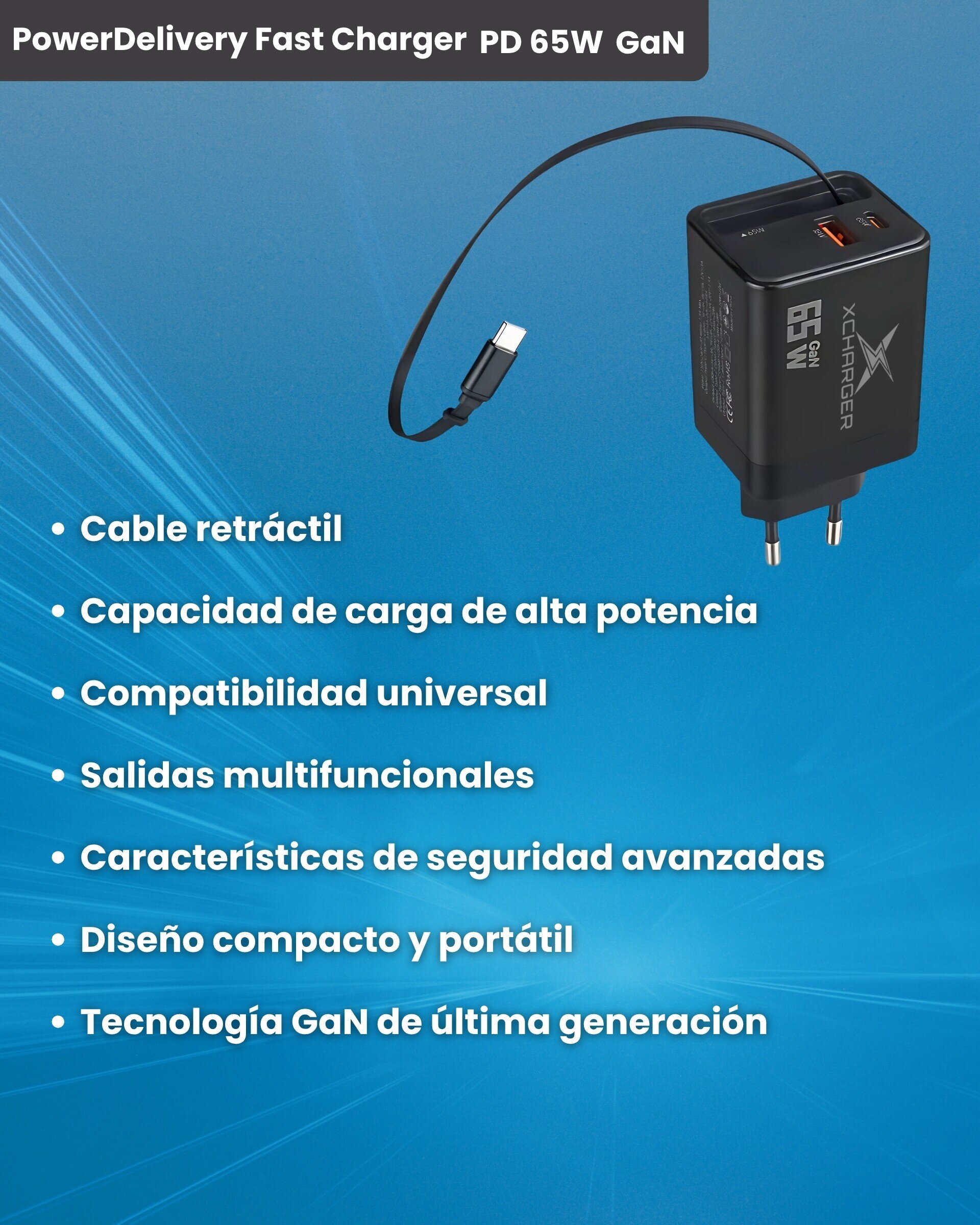 Cargador retráctil  65W multifunción - 3