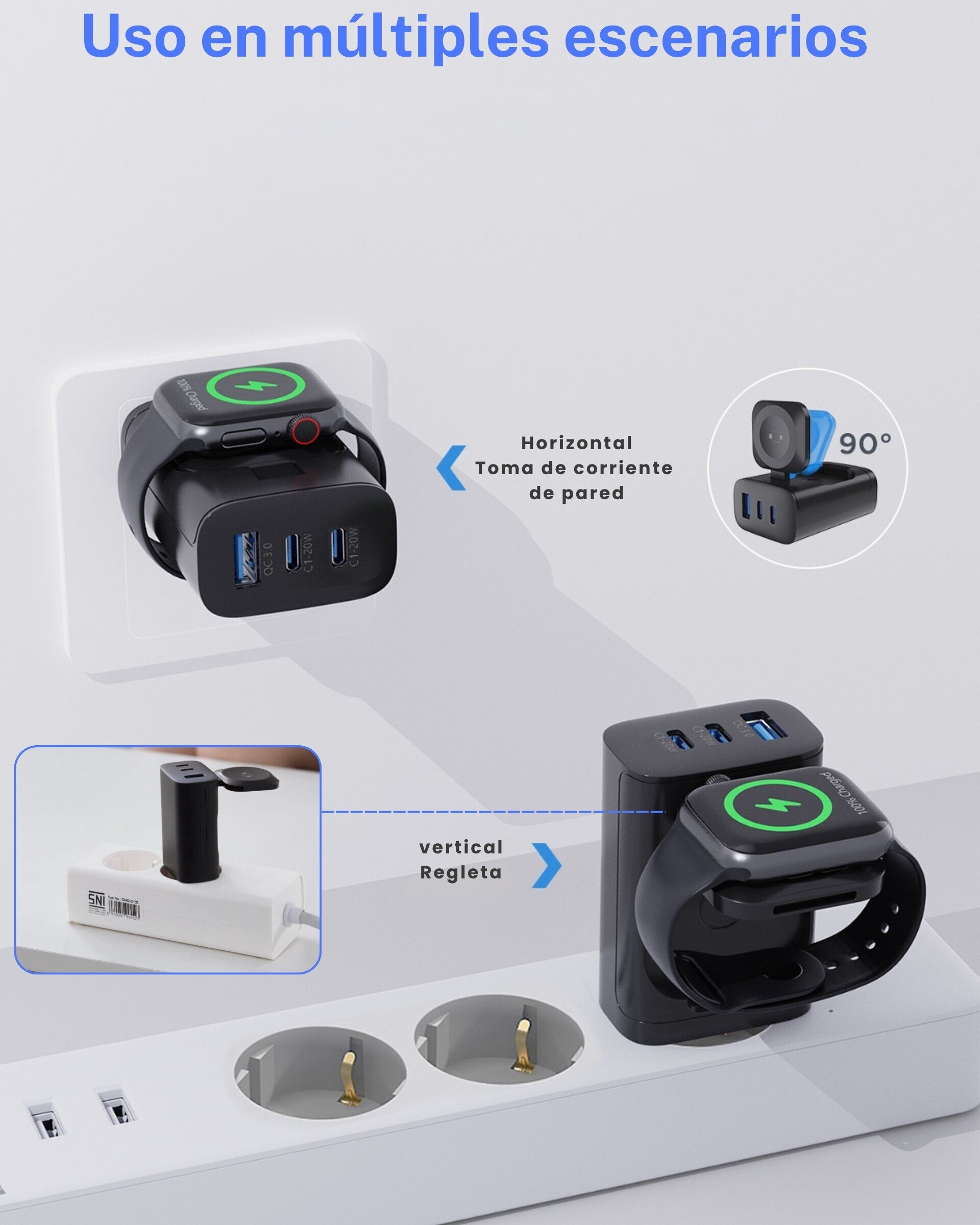 Cargador múltiple compatible con Apple Watch - 7