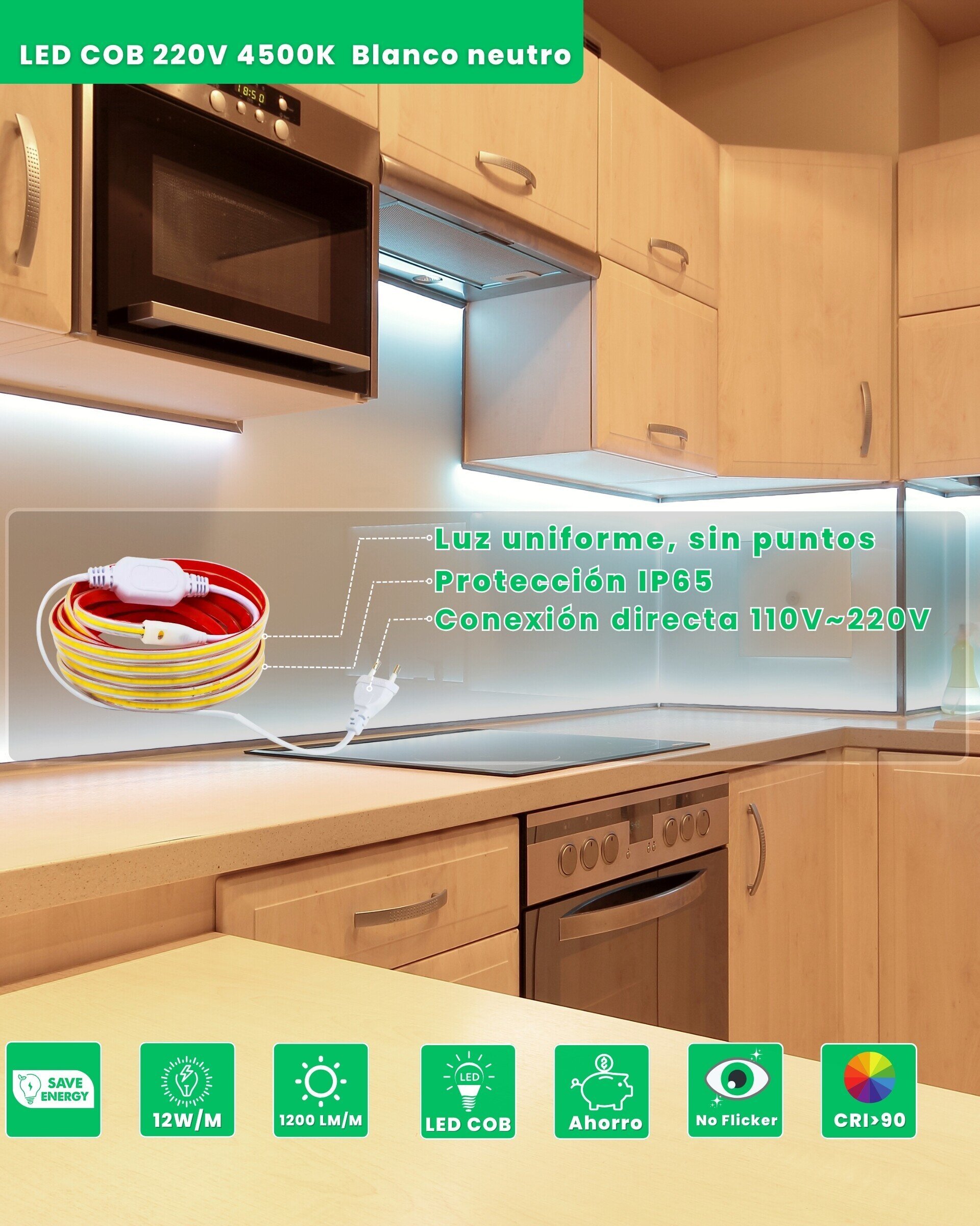 Tira LED COB 220V Conexión directa sin transformador - 17
