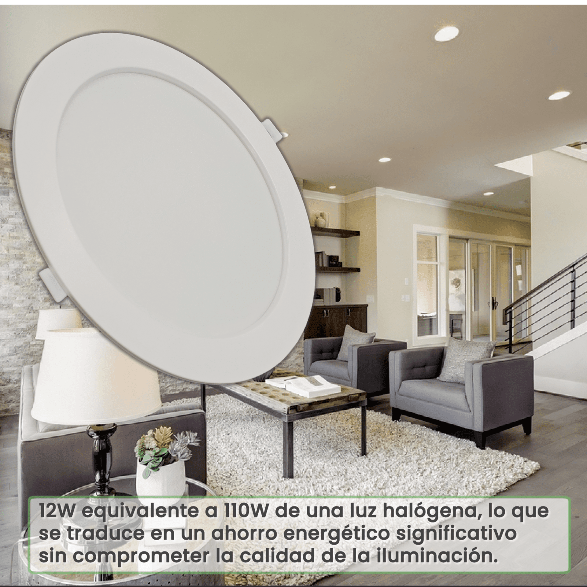 Downlight LED 12W 6500K Blanco frío 1100 Lúmenes, controlador integrado - 6