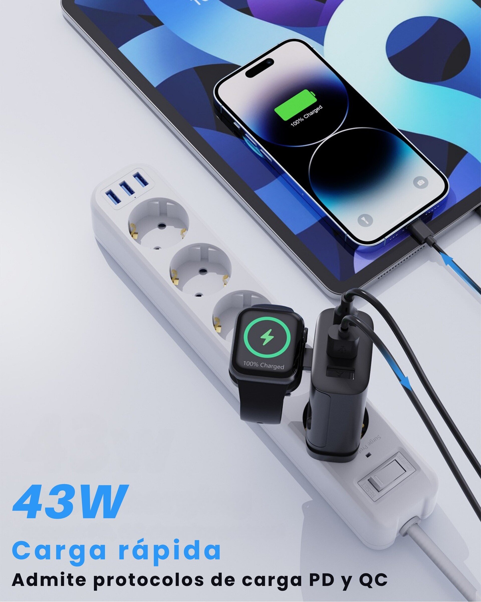 Cargador múltiple compatible con Apple Watch - 3