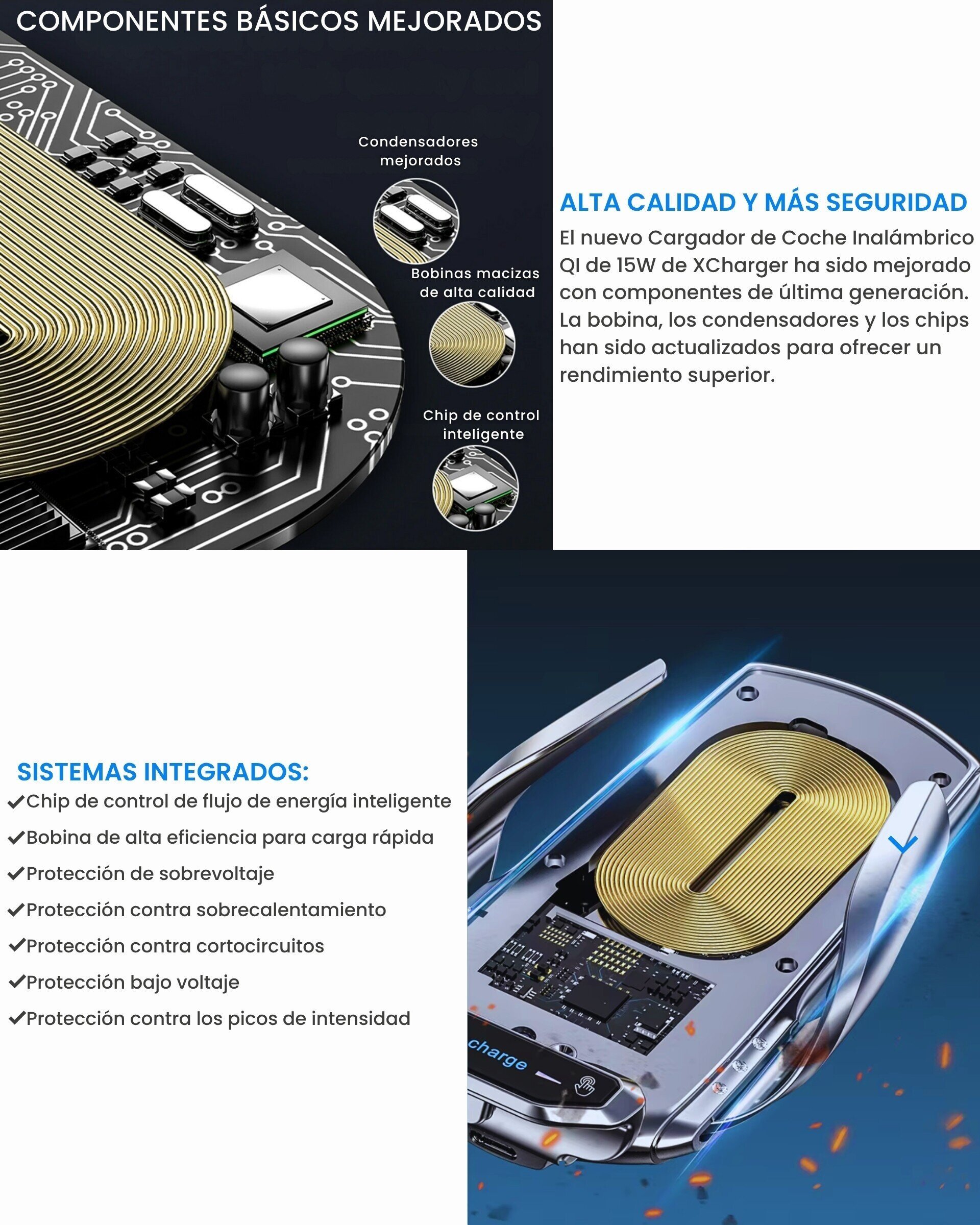 Cargador Inalámbrico para el coche QI 15W XCharger - 3